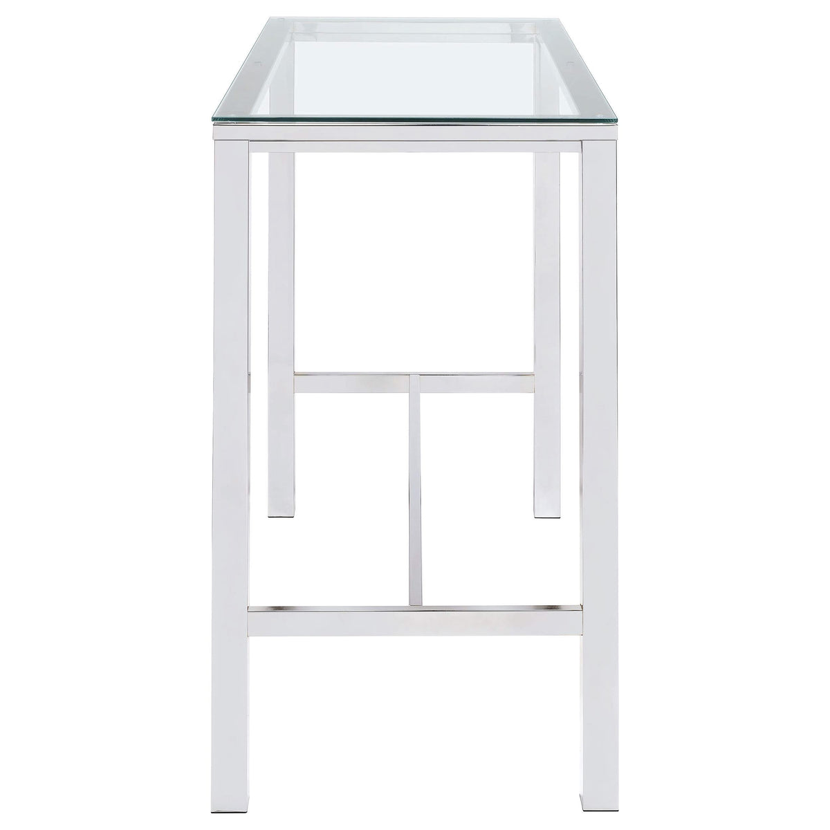 Mesa de bar rectangular Tolbert de 47 pulgadas con tapa de vidrio y cromo