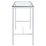 Mesa de bar rectangular Tolbert de 47 pulgadas con tapa de vidrio y cromo
