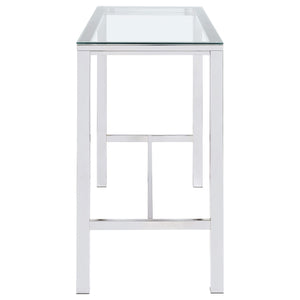 Mesa de bar rectangular Tolbert de 47 pulgadas con tapa de vidrio y cromo