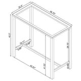 Mesa de bar rectangular Tolbert de 47 pulgadas con tapa de vidrio y cromo