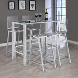 Mesa de bar rectangular Tolbert de 47 pulgadas con tapa de vidrio y cromo