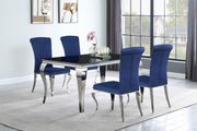 Carone 5-piece 61-inch Rectangular Black Glass Dining Set Blue