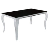 Juego de comedor Carone de 5 piezas de vidrio negro rectangular de 61 pulgadas, azul