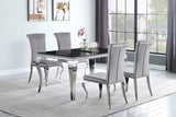Juego de comedor Carone de 5 piezas de vidrio negro rectangular de 61 pulgadas, gris