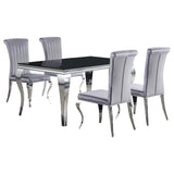 Juego de comedor Carone de 5 piezas de vidrio negro rectangular de 61 pulgadas, gris