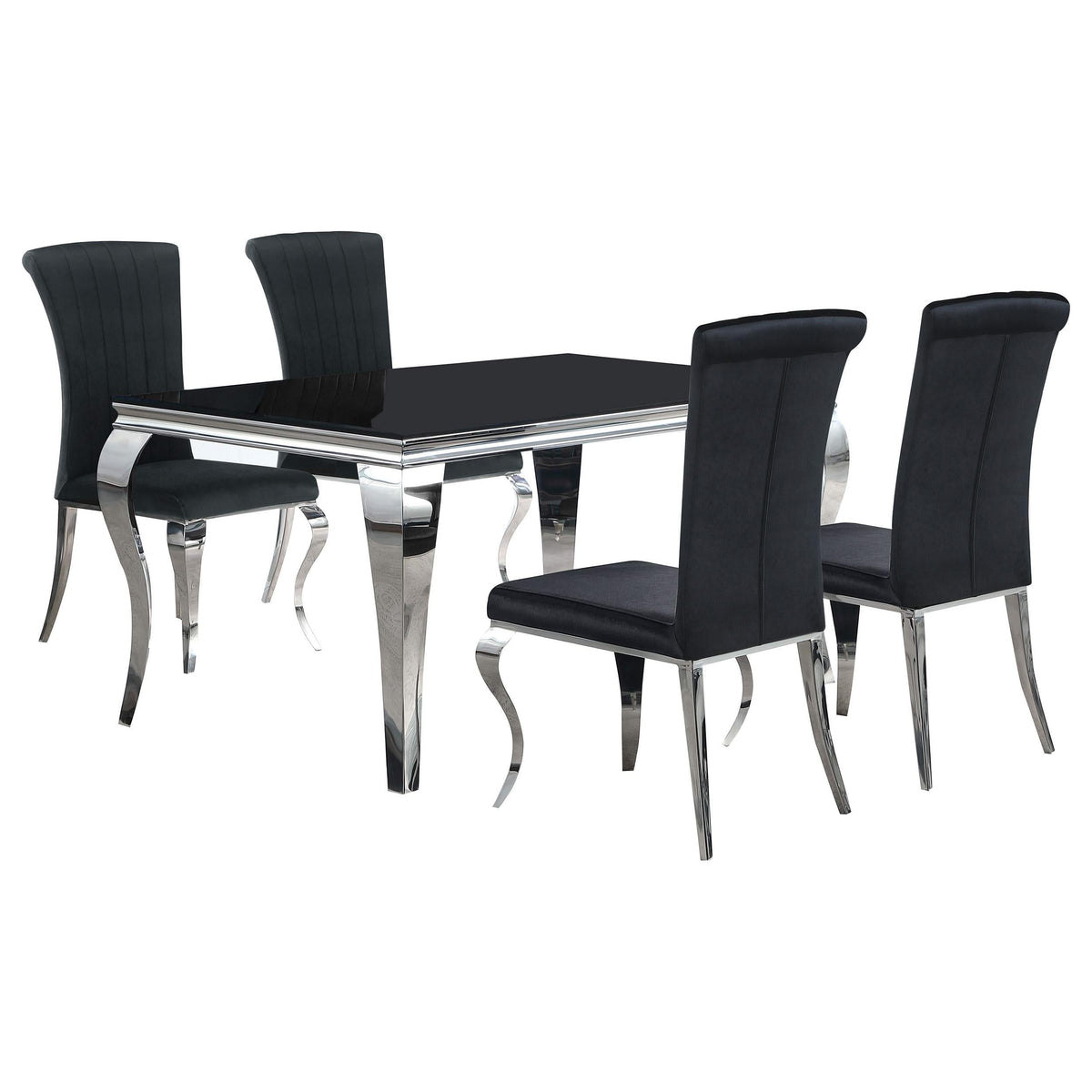 Juego de comedor Carone de 5 piezas de vidrio negro rectangular de 61 pulgadas