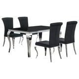 Juego de comedor Carone de 5 piezas de vidrio negro rectangular de 61 pulgadas