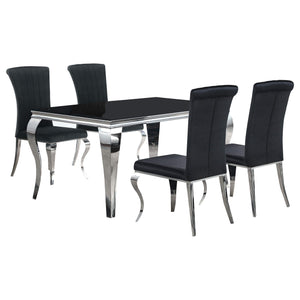 Juego de comedor Carone de 5 piezas de vidrio negro rectangular de 61 pulgadas