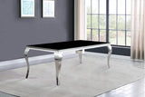 Mesa de comedor rectangular Carone de 61 pulgadas con tapa de vidrio, color negro