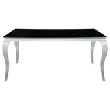 Mesa de comedor rectangular Carone de 61 pulgadas con tapa de vidrio, color negro