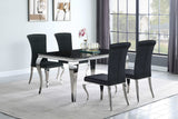 Mesa de comedor rectangular Carone de 61 pulgadas con tapa de vidrio, color negro