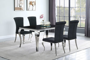 Mesa de comedor rectangular Carone de 61 pulgadas con tapa de vidrio, color negro