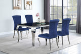 Mesa de comedor rectangular Carone de 61 pulgadas con tapa de vidrio, color negro