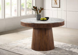 Mesa de comedor redonda Ortega de 46 pulgadas con cubierta de mármol de madera natural