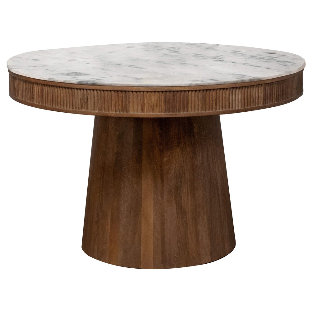 Mesa de comedor redonda Ortega de 46 pulgadas con cubierta de mármol de madera natural