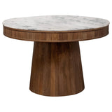 Mesa de comedor redonda Ortega de 46 pulgadas con cubierta de mármol de madera natural