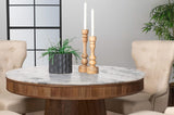 Mesa de comedor redonda Ortega de 46 pulgadas con cubierta de mármol de madera natural