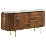 Aparador Ortega de 4 puertas con tapa de mármol y mueble buffet natural