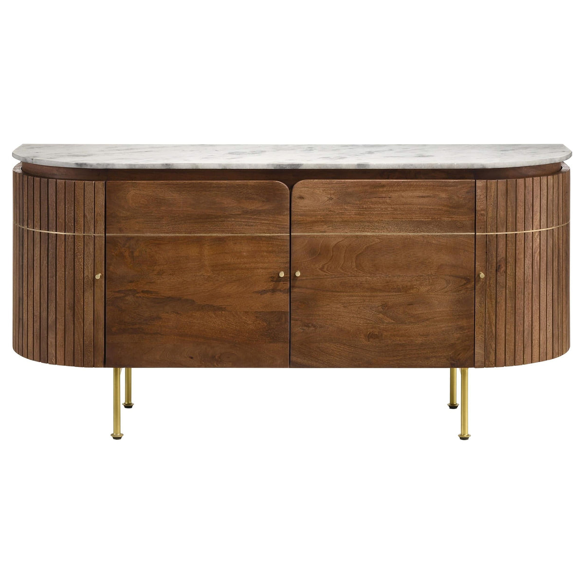 Aparador Ortega de 4 puertas con tapa de mármol y mueble buffet natural