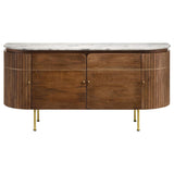 Aparador Ortega de 4 puertas con tapa de mármol y mueble buffet natural