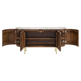 Aparador Ortega de 4 puertas con tapa de mármol y mueble buffet natural