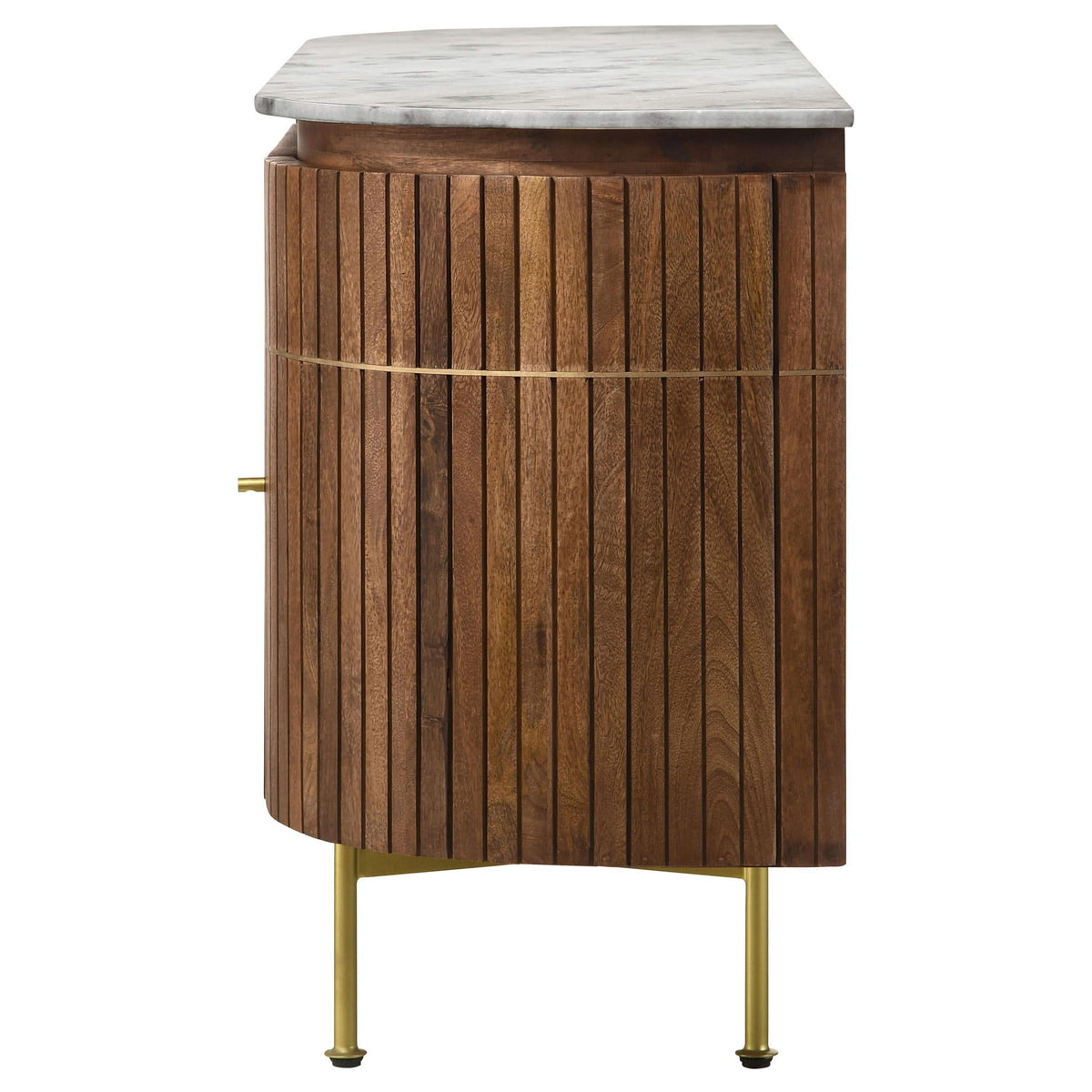 Aparador Ortega de 4 puertas con tapa de mármol y mueble buffet natural