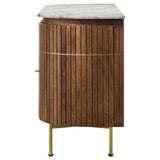 Aparador Ortega de 4 puertas con tapa de mármol y mueble buffet natural