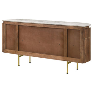 Aparador Ortega de 4 puertas con tapa de mármol y mueble buffet natural