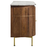 Aparador Ortega de 4 puertas con tapa de mármol y mueble buffet natural