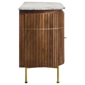 Aparador Ortega de 4 puertas con tapa de mármol y mueble buffet natural