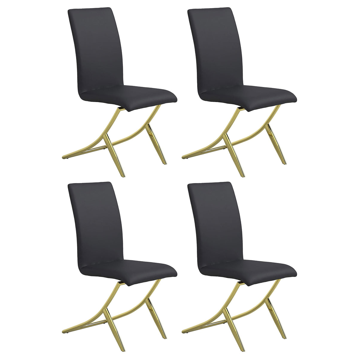 Silla de comedor tapizada Carmelia negra (juego de 4)
