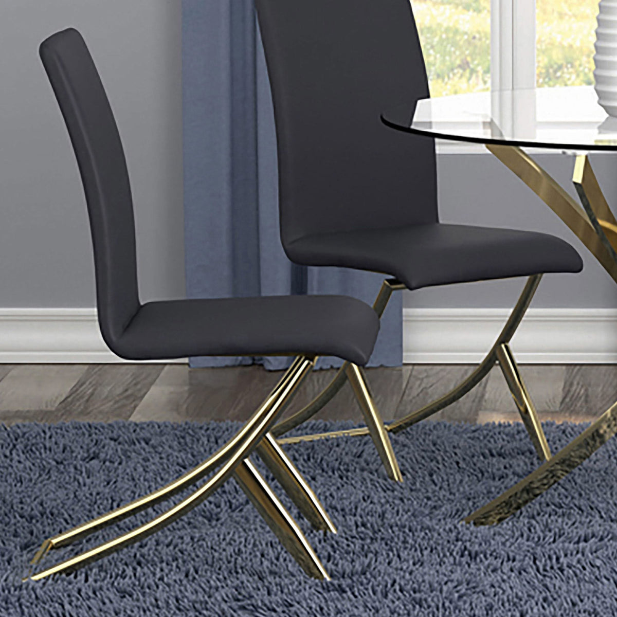 Silla de comedor tapizada Carmelia negra (juego de 4)