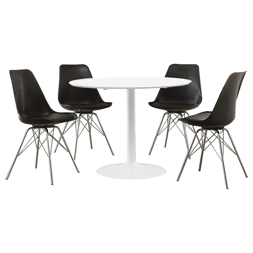 Juego de mesa de comedor redonda Lowry de 5 piezas en blanco y negro