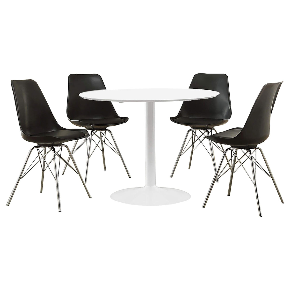 Juego de mesa de comedor redonda Lowry de 5 piezas en blanco y negro
