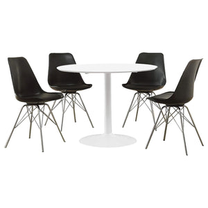 Juego de mesa de comedor redonda Lowry de 5 piezas en blanco y negro