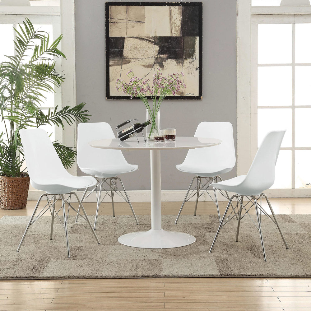 Juego de mesa de comedor redonda Lowry de 5 piezas en blanco