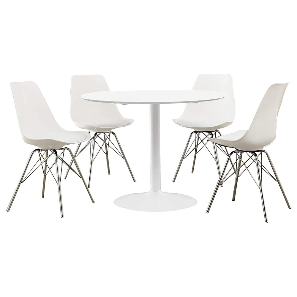 Juego de mesa de comedor redonda Lowry de 5 piezas en blanco