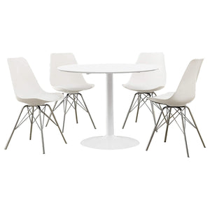 Juego de mesa de comedor redonda Lowry de 5 piezas en blanco