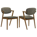 Silla de comedor acolchada Malone de madera en nogal oscuro (juego de 2)