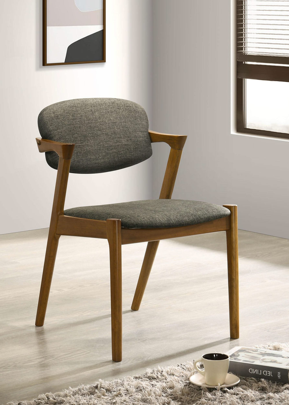 Silla de comedor acolchada Malone de madera en nogal oscuro (juego de 2)