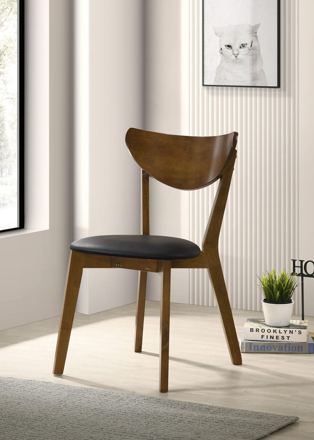 Silla de comedor auxiliar Jedda Wood en nogal oscuro (juego de 2)