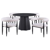 Juego de mesa de comedor Camden de 5 piezas redonda con tablero de imitación de mármol, color negro
