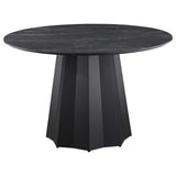 Juego de mesa de comedor Camden de 5 piezas redonda con tablero de imitación de mármol, color negro
