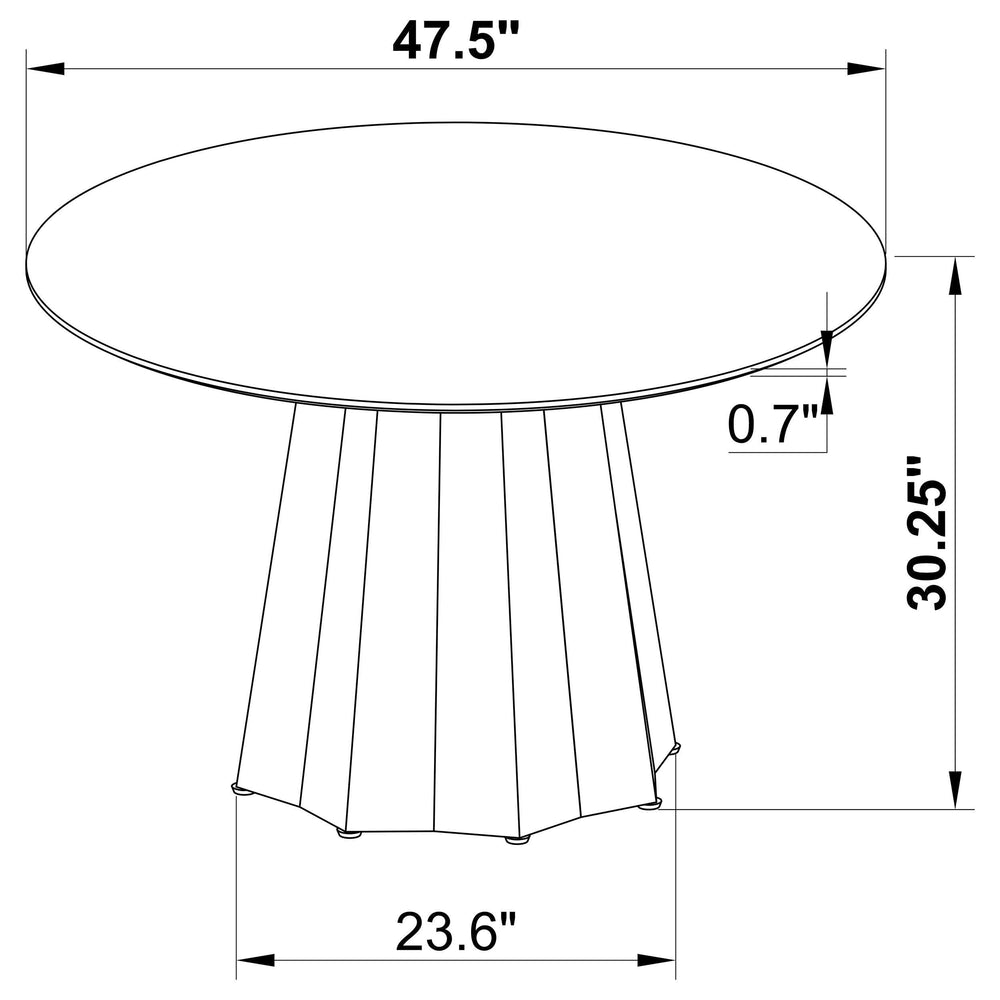 Juego de mesa de comedor Camden de 5 piezas redonda con tablero de imitación de mármol, color negro