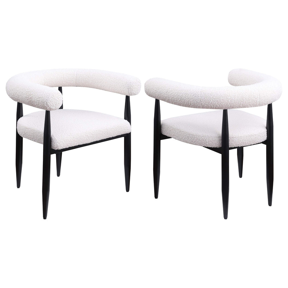 Sillón de comedor tapizado Dunmore Boucle color crema (juego de 2)
