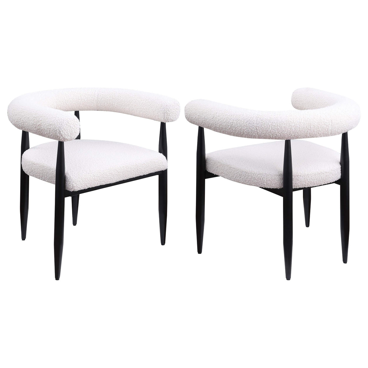 Sillón de comedor tapizado Dunmore Boucle color crema (juego de 2)