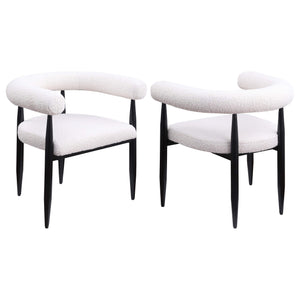 Sillón de comedor tapizado Dunmore Boucle color crema (juego de 2)