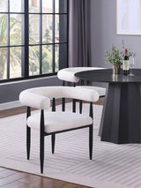 Sillón de comedor tapizado Dunmore Boucle color crema (juego de 2)
