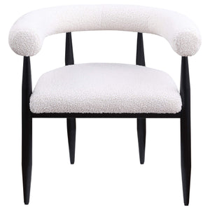 Sillón de comedor tapizado Dunmore Boucle color crema (juego de 2)