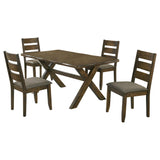 Juego de mesa de comedor rectangular Alston de 5 piezas, color nuez moscada nudosa